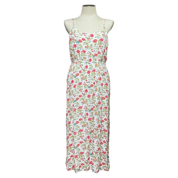 Lucky Brand Floral Print Maxi Sundress White Pink Blue Green XL - Picture 1 of 6